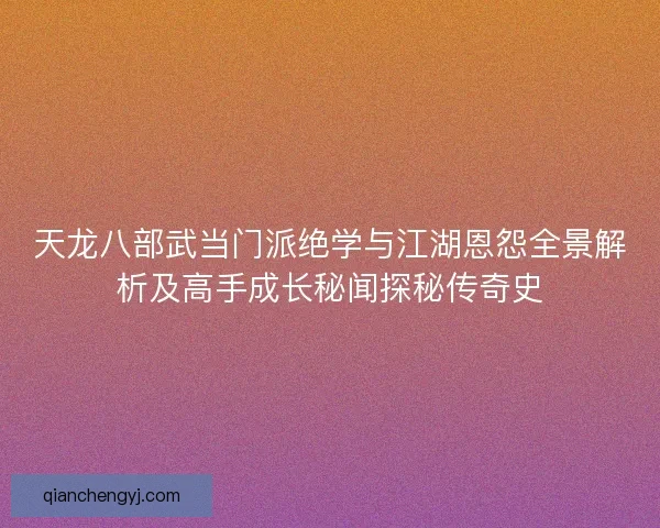 天龙八部武当门派绝学与江湖恩怨全景解析及高手成长秘闻探秘传奇史