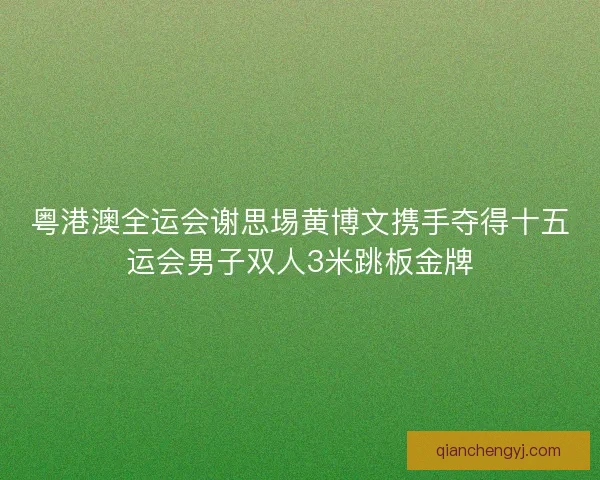 粤港澳全运会谢思埸黄博文携手夺得十五运会男子双人3米跳板金牌