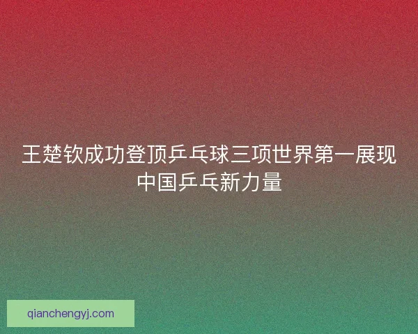 王楚钦成功登顶乒乓球三项世界第一展现中国乒乓新力量