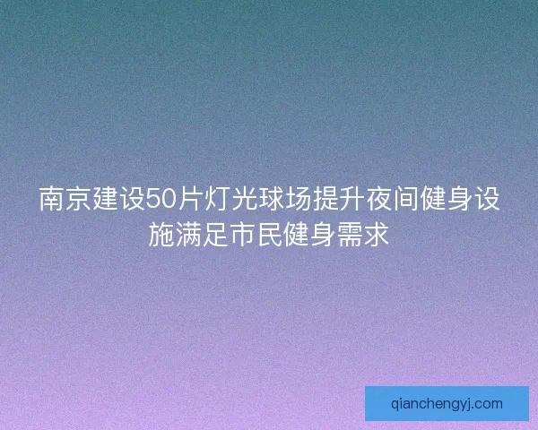 南京建设50片灯光球场提升夜间健身设施满足市民健身需求 南京建设50片灯光球场提升夜间健身设施满足市民健身需求